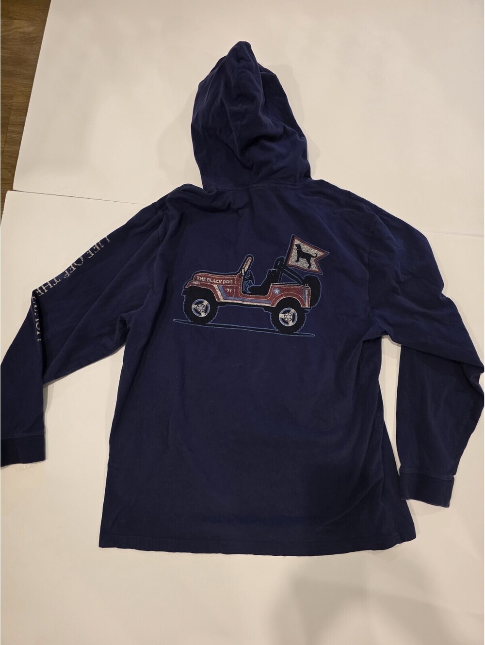 The Black Dog Mens Pullover Lightweight Hoodie Size Medium Blue